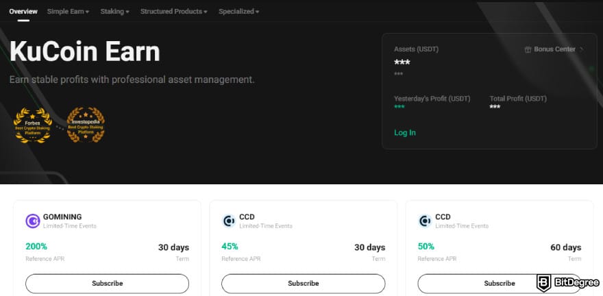 Is KuCoin safe: KuCoin Earn.