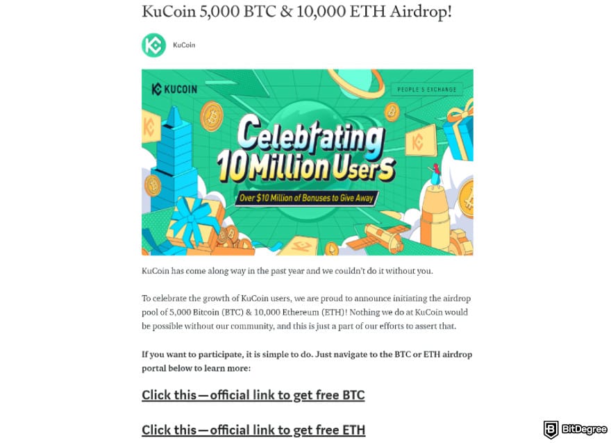 Is KuCoin safe: a fake giveaway promoted on KuCoin's X account.