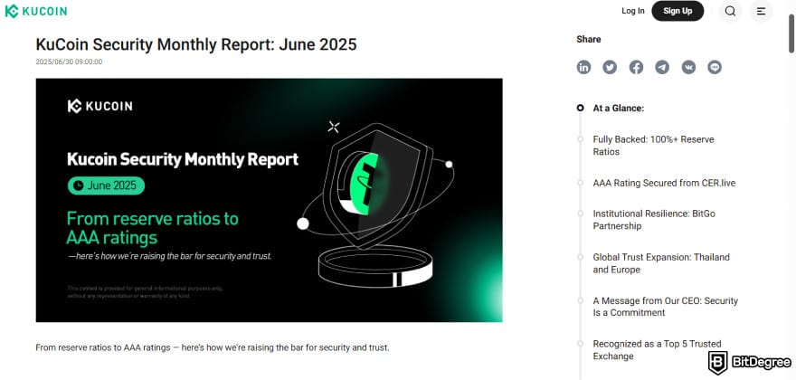 Is KuCoin safe: KuCoin security monthly report for June 2025.