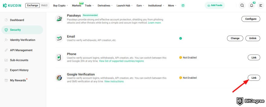 Is KuCoin safe: [Link] button on KuCoin.
