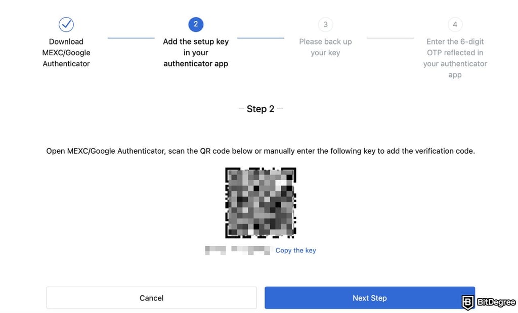 Is MEXC safe: the QR code shown on the MEXC page.