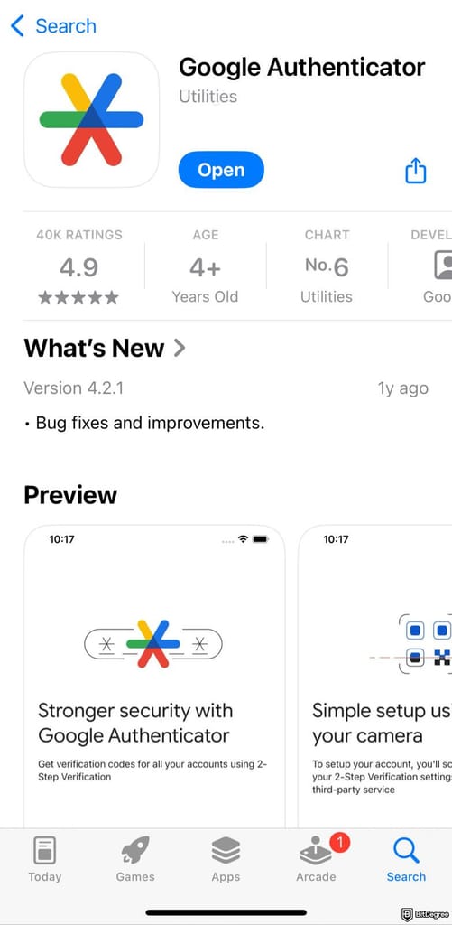 Is MEXC safe: downloading Google Authenticator on App Store.