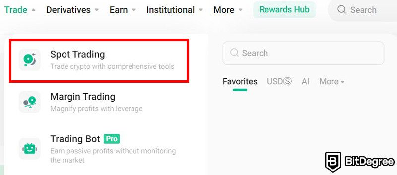 Is MOG coin a good investment: the Spot Trading menu on KuCoin's website.