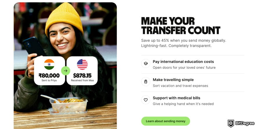 Is PayPal available in India: Wise homepage.