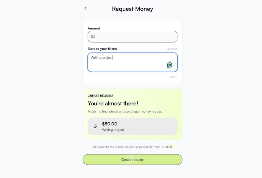 Is PayPal available in Turkey: an Ogvio form to enter the amount of money you want to send and a note.