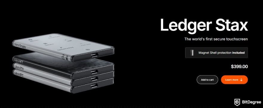 Is Robinhood safe: the landing page for Ledger Stax.