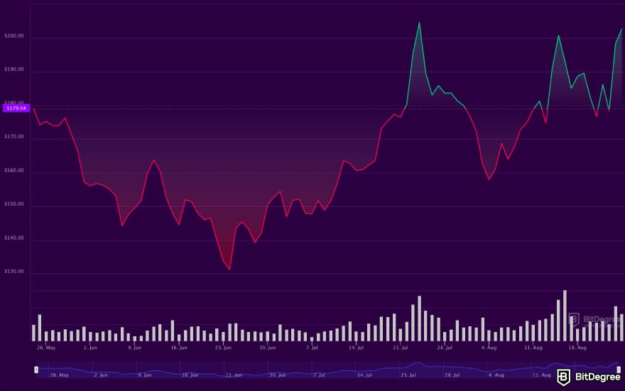 Is Solana dead: a screenshot of the SOL price chart.
