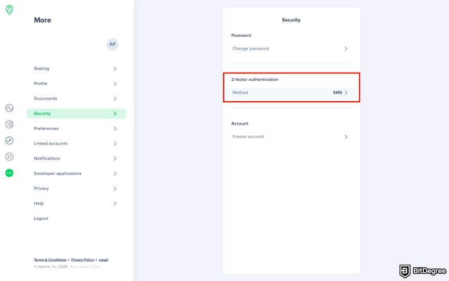Is Uphold safe: click 2FA.