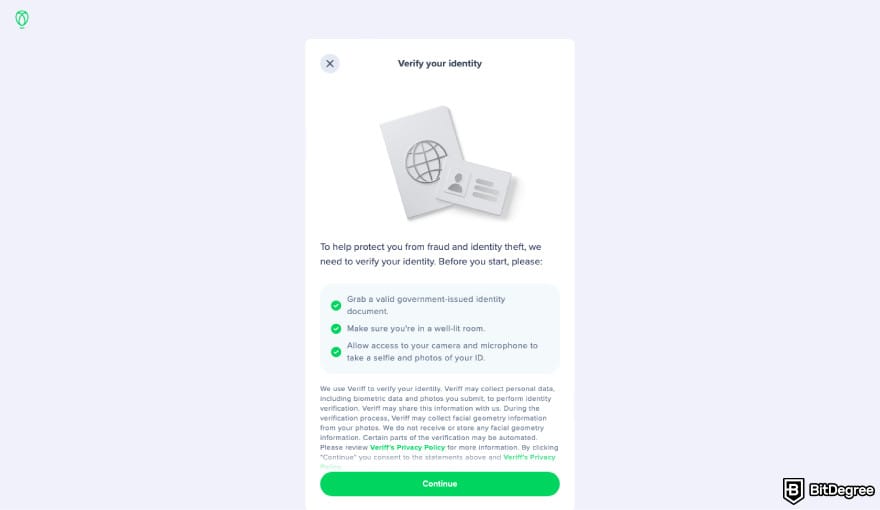 Is Uphold safe: a screenshot of Uphold's KYC verification process.