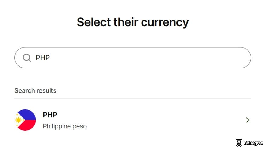 Is Wise available in the Philippines: choose the currency.