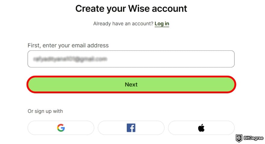 Is Wise available in the Philippines: enter your email address.