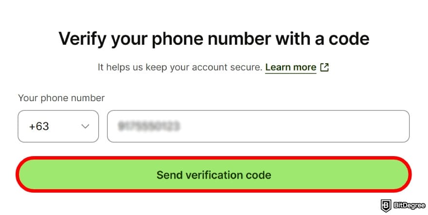 Is Wise available in the Philippines: type in your phone number.