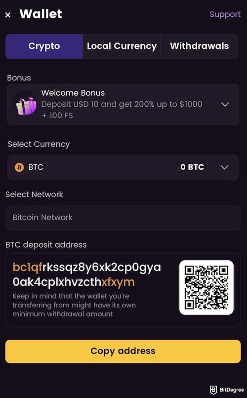 iWild Casino review: iWild's deposit page.