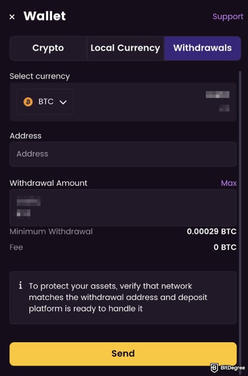 iWild Casino review: iWild's withdrawal page.
