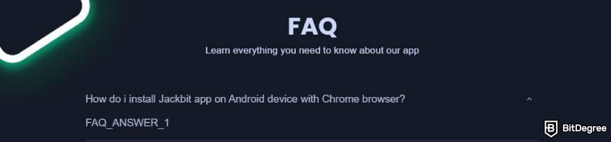 Jackbit casino review: FAQ message displaying a plateholder. Jackbit casino review: FAQ message displaying a plateholder.