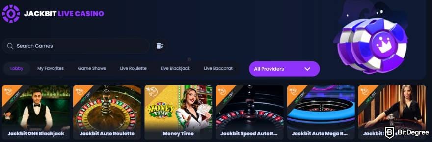 Jackbit casino review: Jackbit's Live Casino page. Jackbit casino review: Jackbit's Live Casino page.