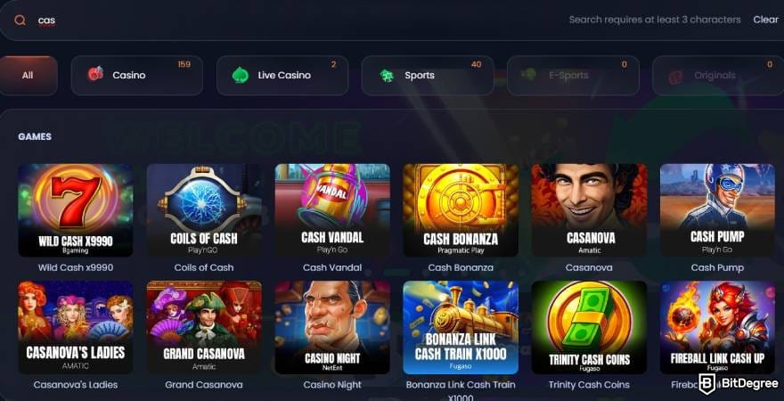 Jackbit casino review: Jackbit's search bar interface. Jackbit casino review: Jackbit's search bar interface.