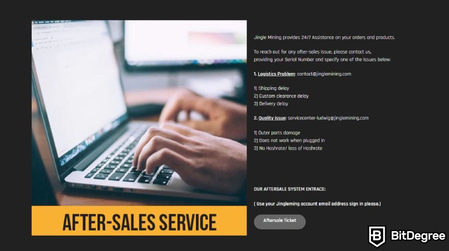 Jingle Mining review: after-sales service.