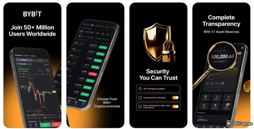 Juno Crypto review: the Bybit mobile app.