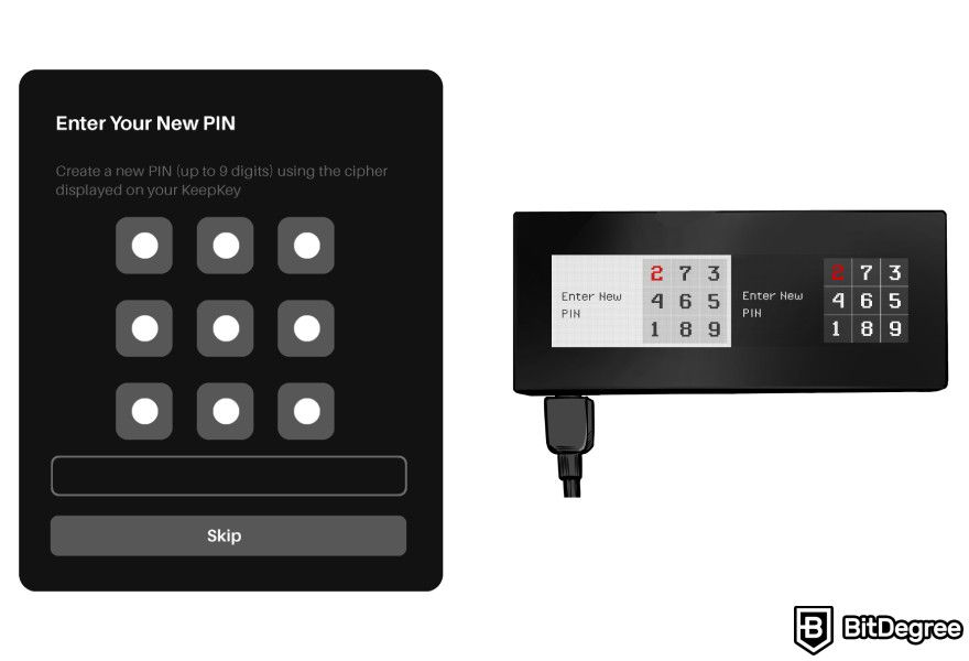 KeepKey review: creating the PIN.