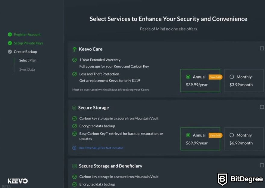 Keevo Wallet review: Keevo's extended services.