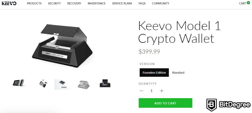 Keevo Wallet review: Keevo hardware wallet Founders Edition.