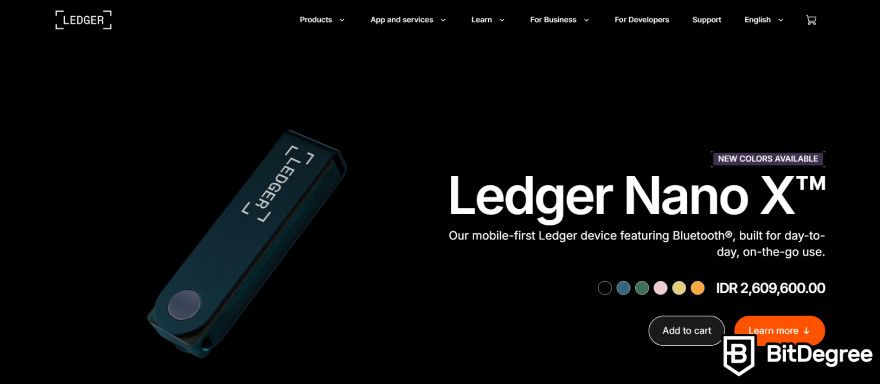 Keevo Wallet review: Ledger Nano X website.