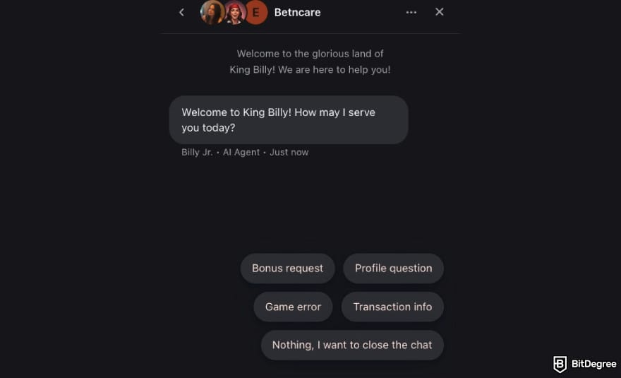 King Billy casino review: King Billy's live customer chat. King Billy casino review: King Billy's live customer chat.