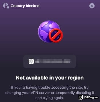 Kings.Game casino review: country blocked message on Kings.Game.