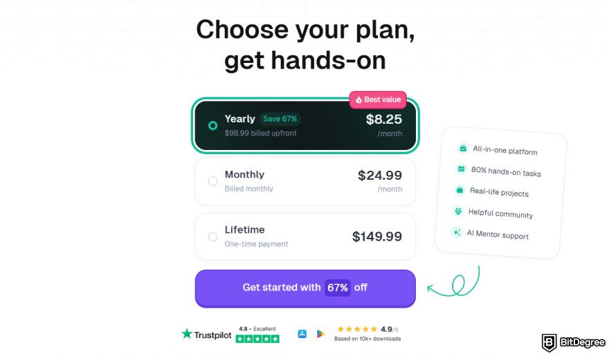 Knowely reviews: pick a subscription plan.