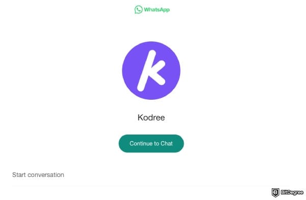 Kodree review: Kodree's support available via WhatsApp.