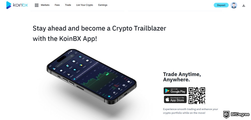 KoinBX review: mobile download.