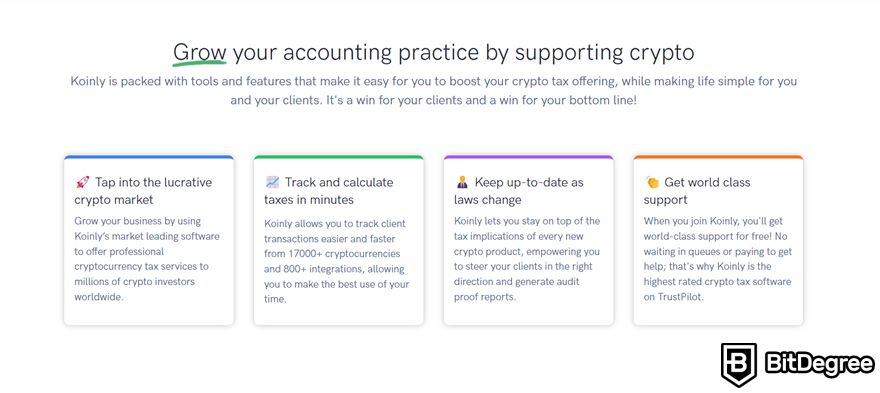 Koinly review: benefits of using Koinly for accountants.