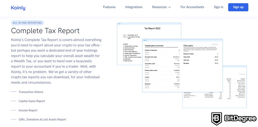 Koinly review: complete tax report.