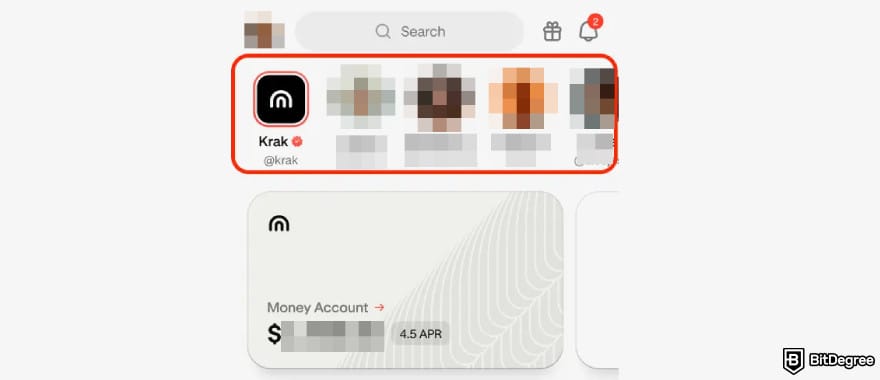 Krak app review: friends list on Krak app.