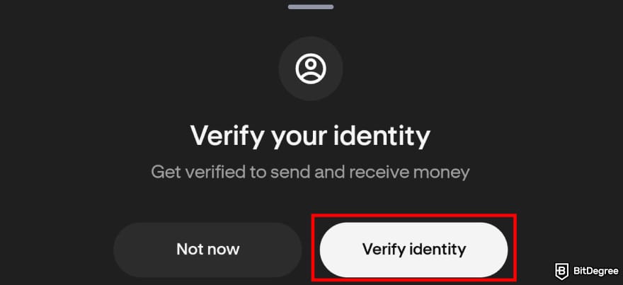 Krak app review: [Verify identity] button on Krak.