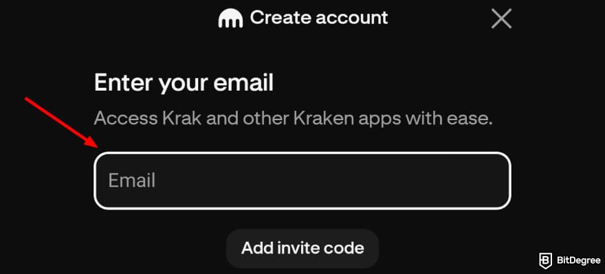 Krak review app: email submission field on Krak.