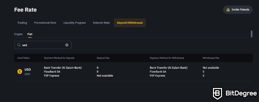 Kraken fees: Binance USD withdrawal and deposit fees.