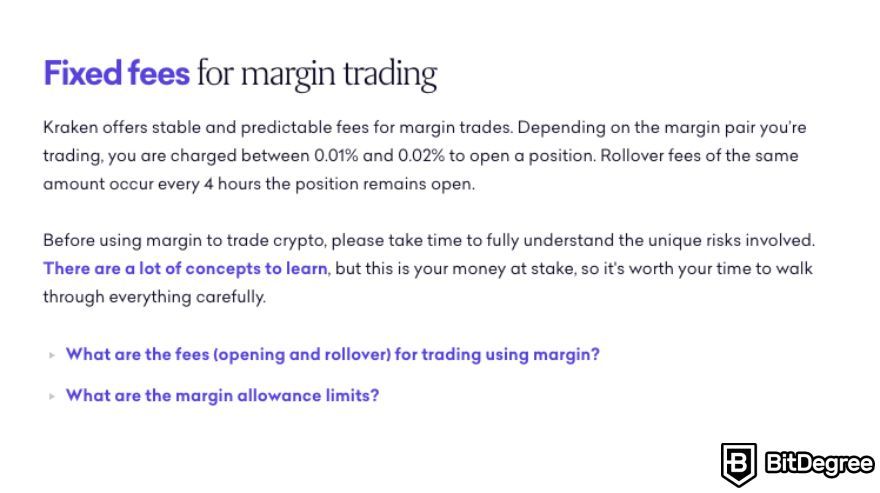 Kraken margin trading: fees.