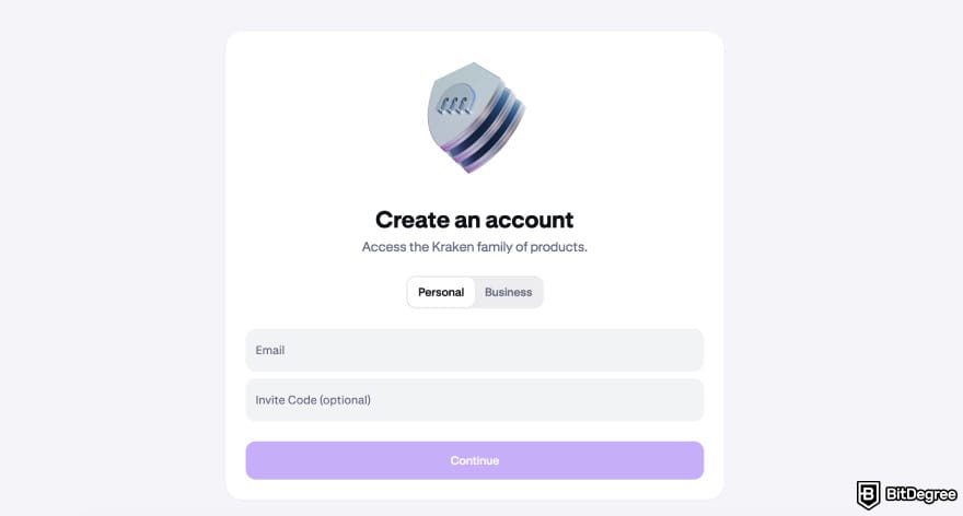 Kraken review: creating an account.