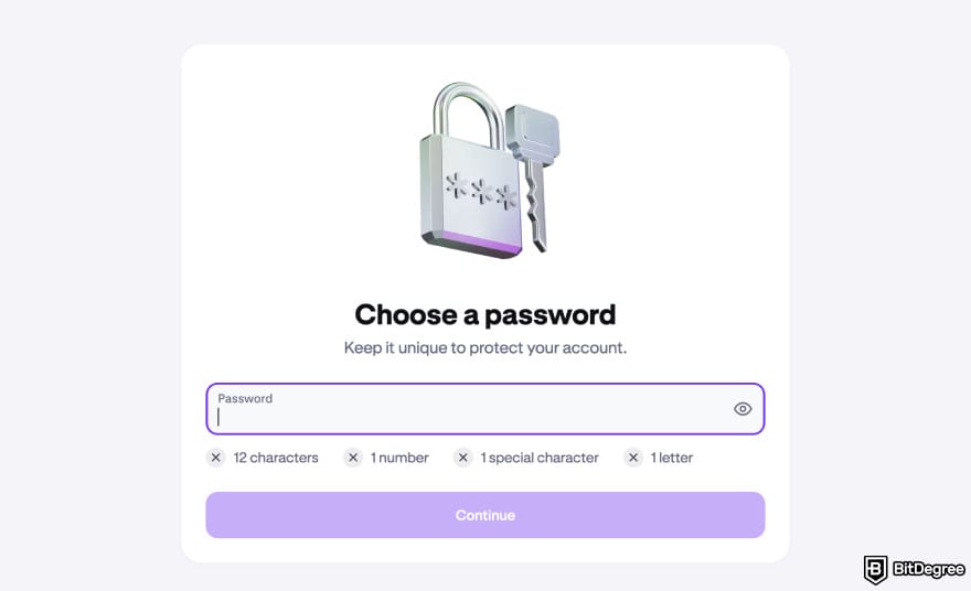 Kraken review: choosing the password.