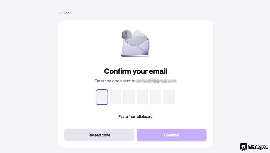 Kraken review: confirming the email address.