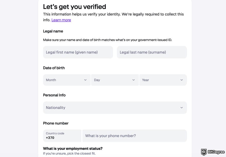 Kraken review: starting the verification process.
