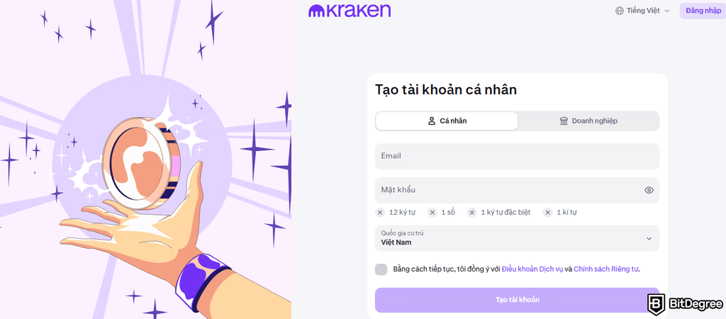 How to cash out Ethereum: sign up to Kraken page.