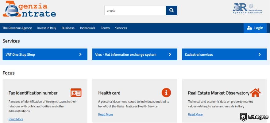 Kraken taxes: Agenzia Entrate website.
