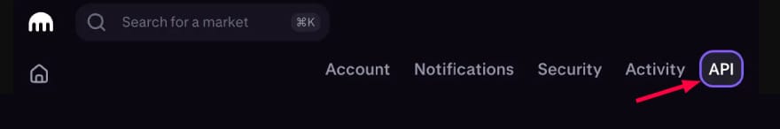 Kraken taxes: API tab on Krakens settings menu.