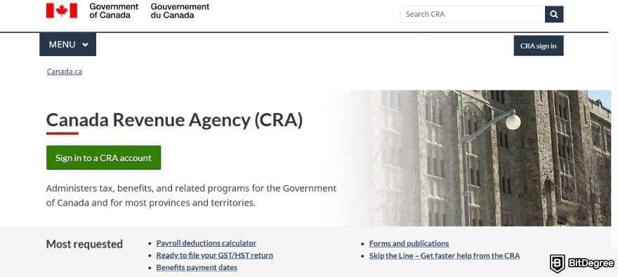 Kraken taxes: Canada Revenue Agency (CRA) website.