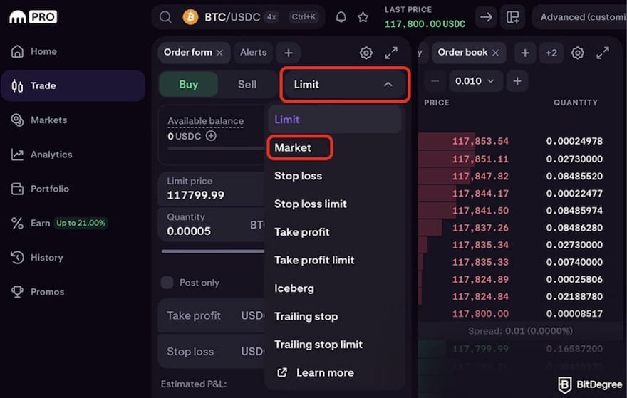 Coinbase vs Kraken: order types on Kraken Pro.
