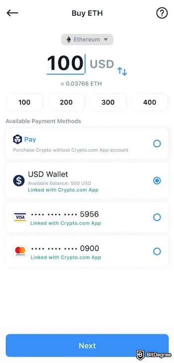 Kraken vs Crypto.com: Crypto.com's buying page with a USD wallet connected. Kraken vs Crypto.com: Crypto.com's buying page with a USD wallet connected.