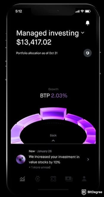 Kraken vs Robinhood comparison: Robinhood's managed investing tool on a mobile device. Kraken vs Robinhood comparison: Robinhood's managed investing tool on a mobile device.